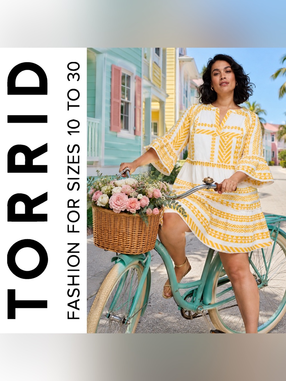 Torrid Belle Isle Yellow & White Bell Sleeve Cotton Mini Dress, Large, NWT!